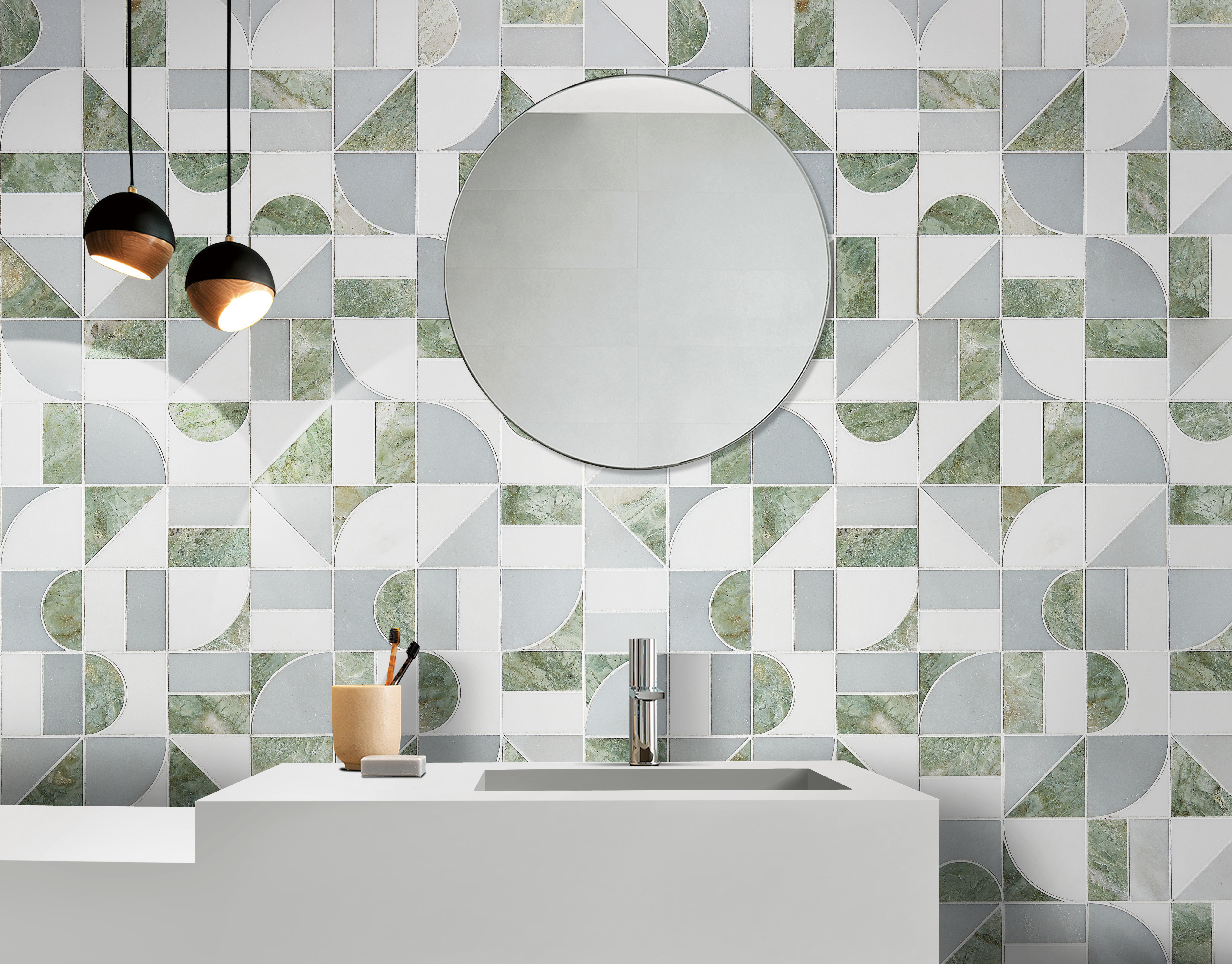 Irregular Unit Shapes Marble Mosaic HS2444