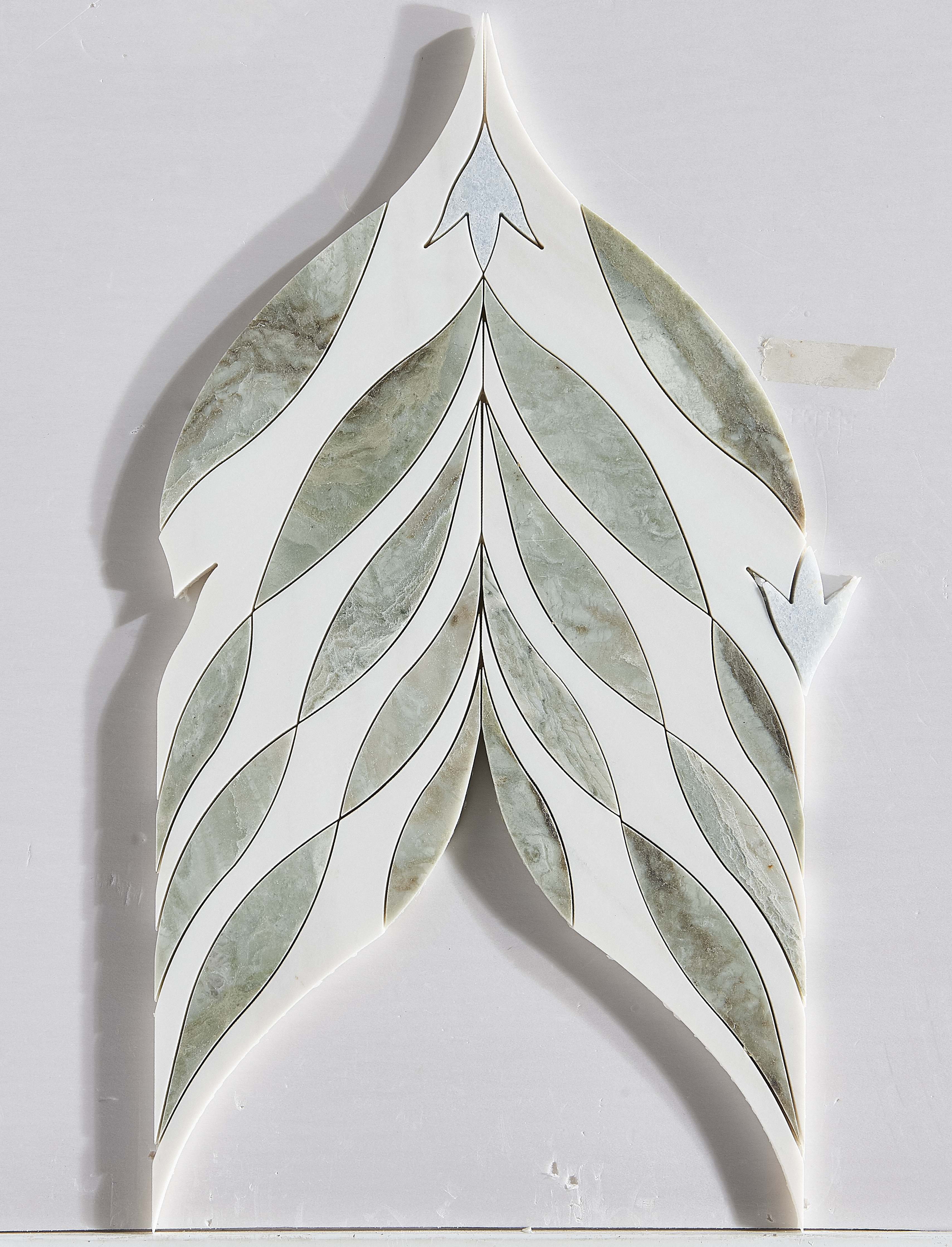 Marble White Glass Brass Leaf Shape Marble Mosaic YC0712-24