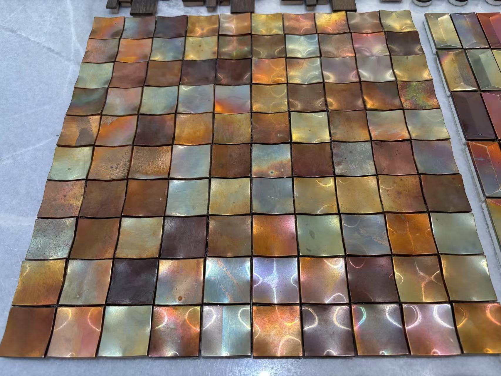 Brass square metal mosaic Decor HS2443