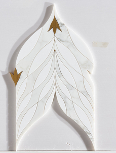 Marble White Glass Brass Leaf Shape Marble Mosaic YC0712-24