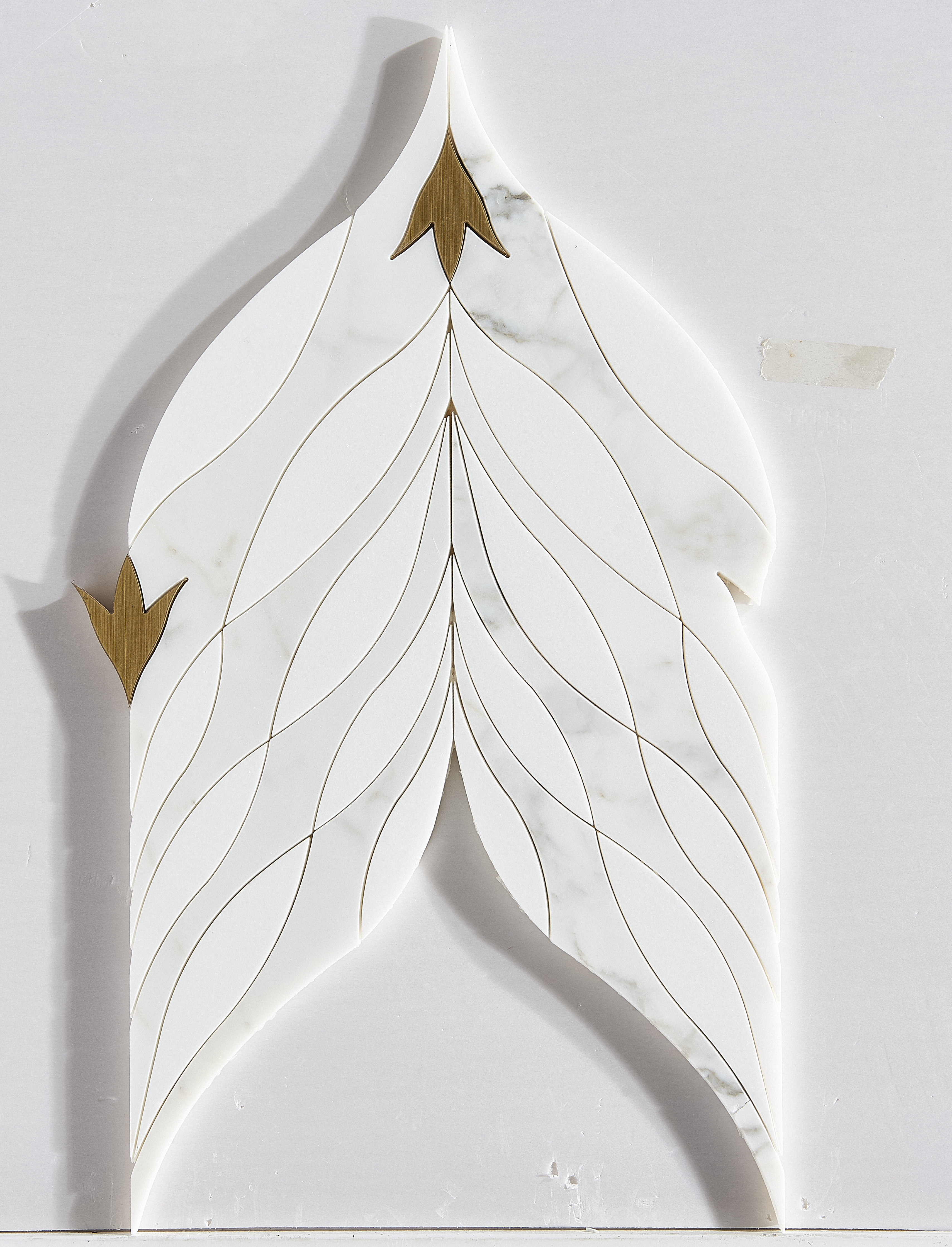 Marble White Glass Brass Leaf Shape Marble Mosaic YC0712-24