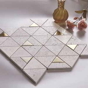 Travertine Brass Triangle Shape Mosaic