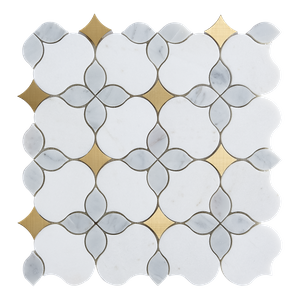White Marble Green Marble Stainless Steel Mix Mosaic