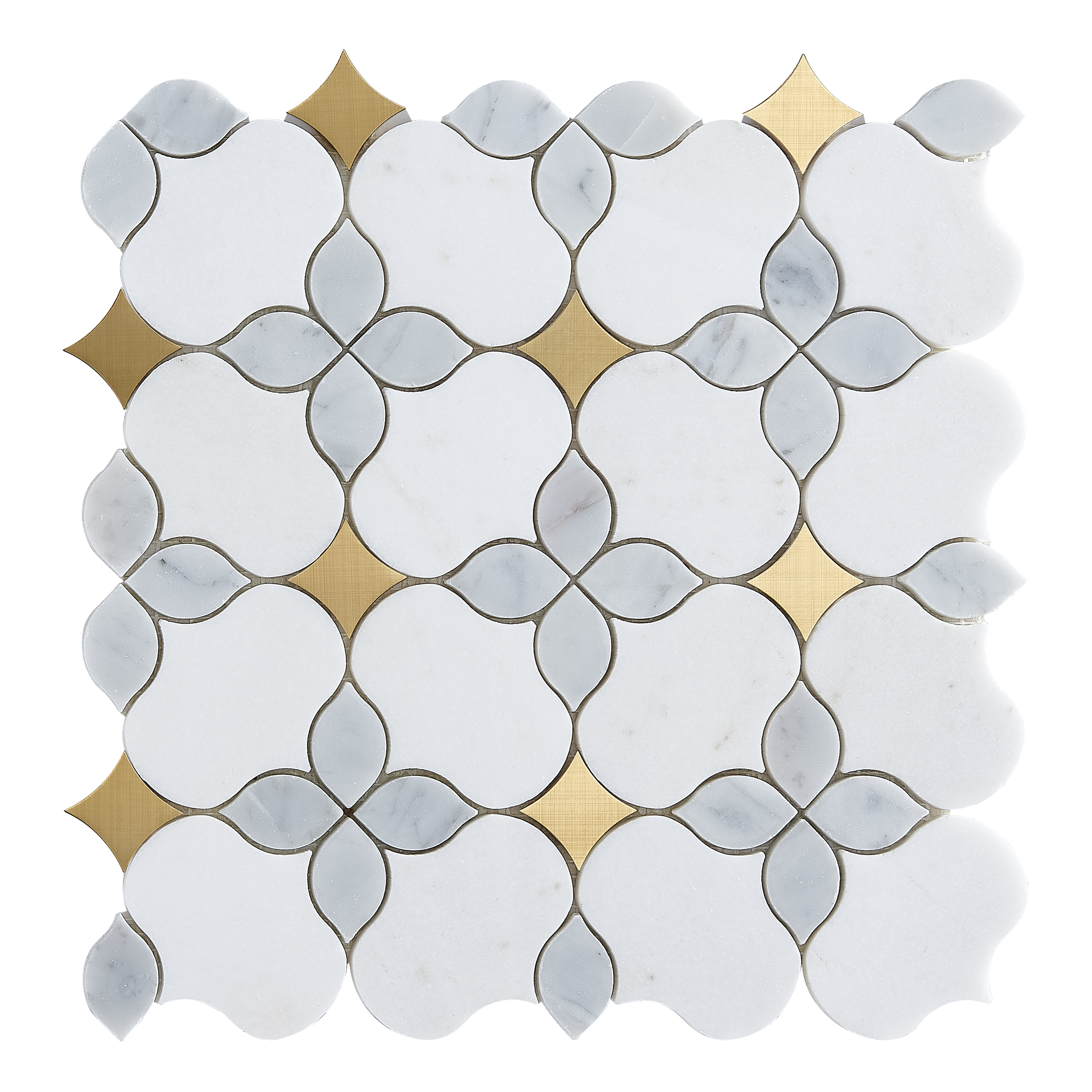 White Marble Green Marble Stainless Steel Mix Mosaic