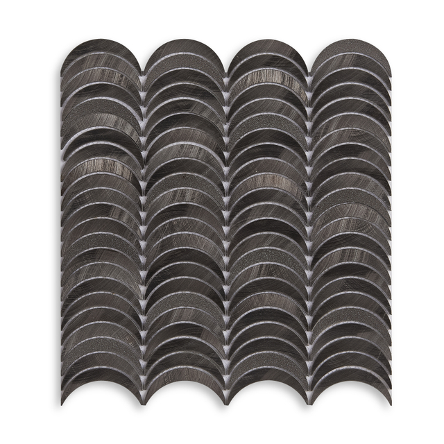 New Moon Shape Solid Aluminum Dark Grey Mosaic